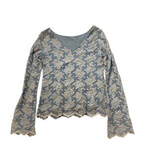 E.A.G. Collection Blue Stretchy Lace Women’s Blouse Size Large